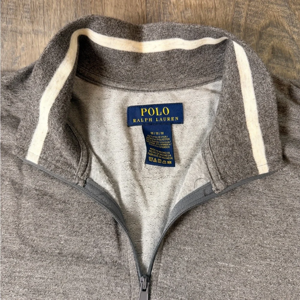 POLO Ralph Lauren Terry Half-Zip Pullover Sweater Heather Gray Cabincore Size M